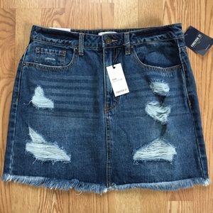 Forever 21 Distressed Denim Mini Skirt